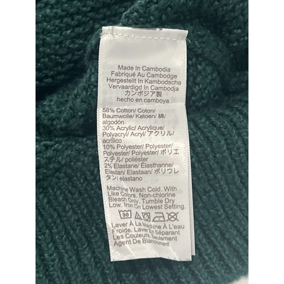 J.Crew Sweater Women’s Large Green Mockneck Cable Sleeve CF051 - Picture 12 of 13